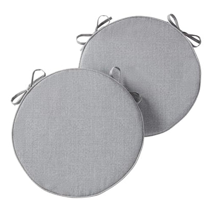 Greendale Home Fashions Set of 2 Outdoor 18 inch Round Patio Dining Chair Pads – Comfortable Fiber-Filled Seat Cushions with Ties, Reversible Polyester Fabric, Heather Gray - color: Heather Gray