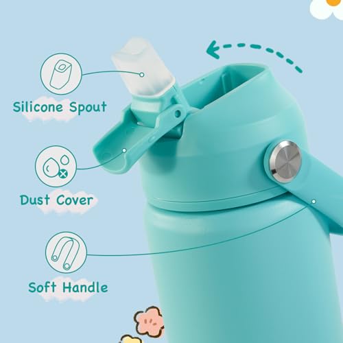 Kerilyn 12oz Kids Water Bottle 2 Pack, Stainless Steel Insulated Water Bottle Bulk, Toddler Cups with Straws Leak-Proof, Kids Water Bottles for School Boys Girls, BPA Free, Pink+Green 2 Piece Set - color: A. Pink+Green