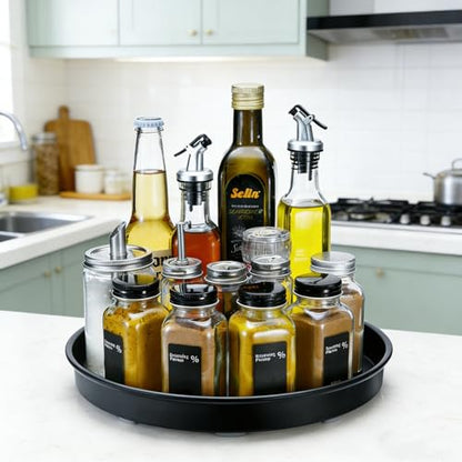 Amolliar Lazy Susan Organizer, Metal Rotating Turntable Spice Rack for Kitchen, Fridge, Cabinet, Countertop, Pantry Storage Organizer, Under Sink Organizer, Tray for Household Purpose, Black 10" 1Pack - size: Black 10'' 1Pack