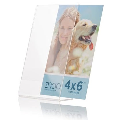 Set of 12 Snap - 4"x6" Clear Acrylic Self Standing Photo Frames - Perfect for Showcasing Memories in Style - Versatile and Durable Design for Home or Office Décor - Rectangular TableTop - Single Picture Frame