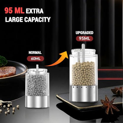 Electric Salt and Pepper Grinder Set with External Coarseness Adjustment, 95ml Large Capacity Automatic Pepper Mill, USB-C Charging Base with LED Light, Stainless Steel Spice Grinder, 2-Piece Set - size: Upgraded Adjustment Version (1 Pack)