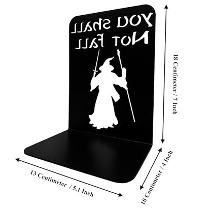 Decorative bookends for Shelves, You Shall Not Fall, Decorative Metal Book Ends, Unique Book Support, for Home/Office Decor/Shelves, 7 Inch Tall/A Pair