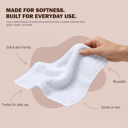 Utopia Towels 24 Pack Cotton Washcloths Set, 100% Ring Spun Cotton, Premium Quality Flannel Face Cloths, Highly Absorbent and Soft Feel Fingertip Towels, White | Premium 100% Ring Spun Cotton Face Cloths - Highly Absorbent, Fast Drying Soft Feel Fingertip
