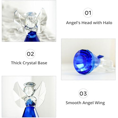 3.5'' Blue Crystal Guardian Angel Figurine,Glass Christmas Angel Ornaments - style: Blue Angel