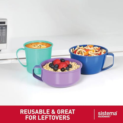 Sistema Microwave Containers | Soup Mug, Porridge Bowl & Noodle Bowl | Food Containers With Steam Release Vents | BPA-Free | Red | 3 Count - size: 3-Pack Assorted