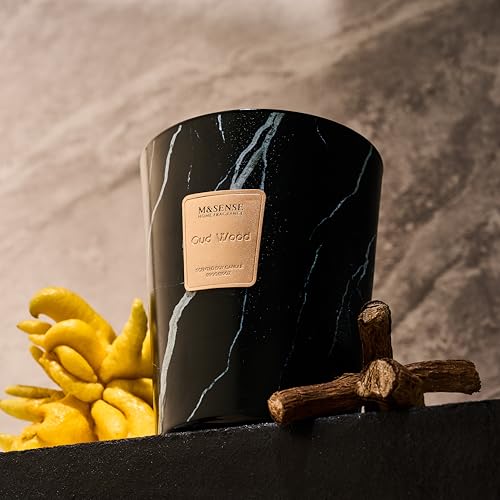 M&SENSE Extra Large Candle OudWood Intense Scented Candle,3 Wick Highly Scented XL Jar Candle,35oz 150H,Candles Gift for Women and Men - color: OudWood, size: Large