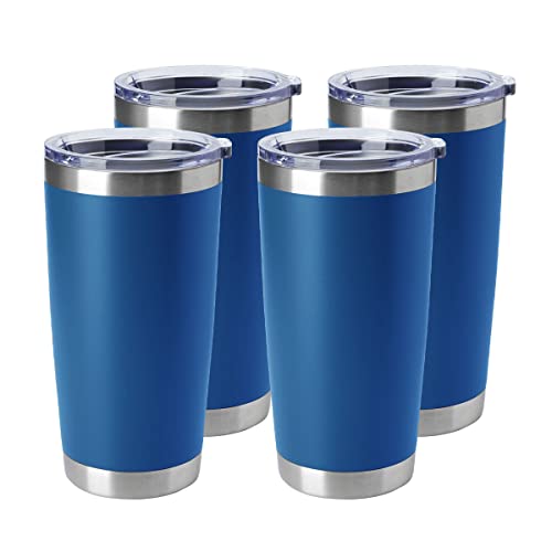 HASLE OUTFITTERS 20oz Tumblers Stainless Steel Mugs with Lid Double Wall Vacuum Insulated Coffee Cups for Cold & Hot Drinks (20oz-Dark Blue, 4 Pack) - color: Dark Blue-A, size: 4 Count (Pack of 1)