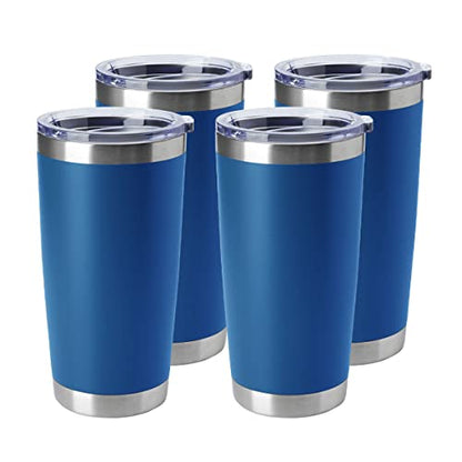 HASLE OUTFITTERS 20oz Tumblers Stainless Steel Mugs with Lid Double Wall Vacuum Insulated Coffee Cups for Cold & Hot Drinks (20oz-Dark Blue, 4 Pack) - color: Dark Blue-A, size: 4 Count (Pack of 1)