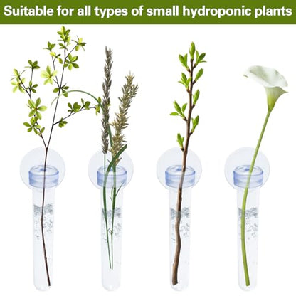6 PCS Window Propagation Stations, Clear Plastic Plant Propagation Tubes with Suction Cups, Wall Hanging Terrarium Water Plant Holders for Home & Office Decor, Easy to Install