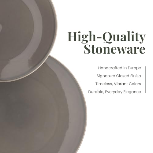 Larder & Vine Stoneware Dinnerware Set, 16 Piece, 4 Place Settings, Made in Portugal, French Gray - color: French Gray