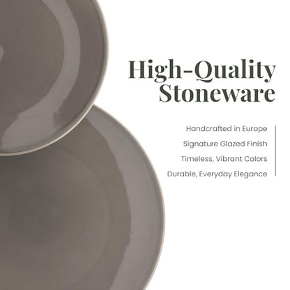 Larder & Vine Stoneware Dinnerware Set, 16 Piece, 4 Place Settings, Made in Portugal, French Gray - color: French Gray