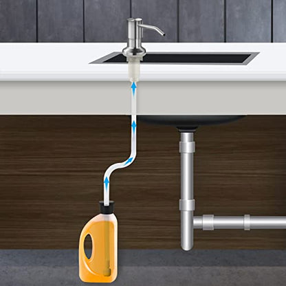 Soap Dispenser for Kitchen Sink and Extension Tube Kit, Stainless Steel SoapDispenser with 47 Inches Tube Connects Directly to Soap Bottle, Hand and Dish Soap Dispenser Pump （Brushed Nickel） - color: Brushed Nickel