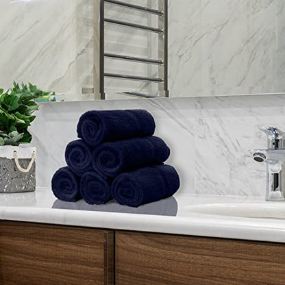 Monogrammed Hand Towel, Personalized Gift, Set of 2- White Block Letter Embroidered Towel - Extra Absorbent 100% Turkish Cotton - Soft Terry Finish - Initial L Navy - color: Navy & White, size: Initial L