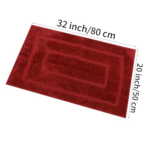 Red Bath Rug Non Slip,Indoor Floor Doormat,20"x32" | Small Area Rug,Bath Mat,Rubber Backed,Soft microfiber,Machine Washable,Bathroom,Entryway,Kitchen,Bedroom - color: Red1