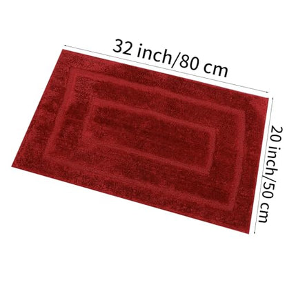 Red Bath Rug Non Slip,Indoor Floor Doormat,20"x32" | Small Area Rug,Bath Mat,Rubber Backed,Soft microfiber,Machine Washable,Bathroom,Entryway,Kitchen,Bedroom - color: Red1