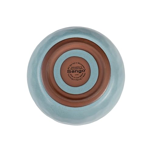 Sango 16-Piece Stoneware Dinnerware Set for 4, Semi-Matte Teal Plates and Bowls Sets with Rustic Speckled Glaze, Ceramic Dish Set, Elegant Boho Farmhouse Dishes, Microwave & Dishwasher Safe, Kaya Blue - color: Blue