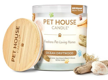 Pet House Candles, Clean Long-Burning, Scented Pet Friendly Candles, Plant-Based, 60 Hour Burn Time - Ocean Driftwood, 9 oz - color: Ocean Driftwood, size: Pack of 1