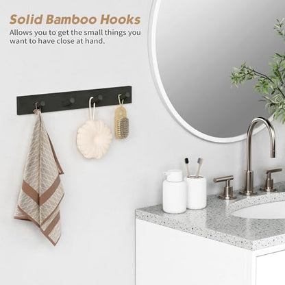 Forbena Black Coat Rack Wall Mount 4-Pack, Rustic Farmhouse Coat Hooks for Wall, Vertical Hanging Hat Rack for Office, Bedroom, Closet, Small Spaces, Kids Room Clothes, Entryway Shoes - 16 Pegs - color: Bamboo Black