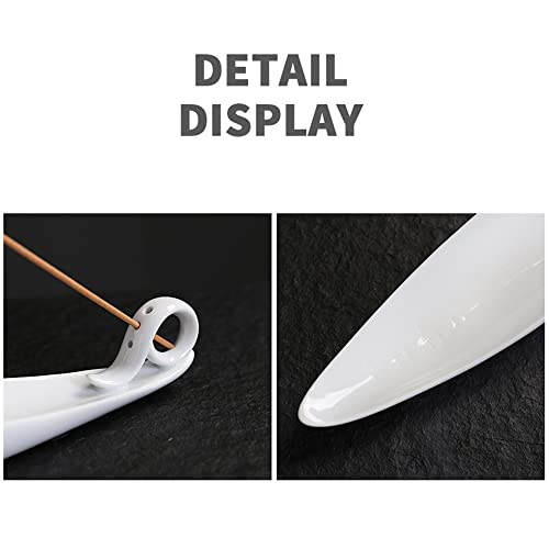 9" Length Incense Stick Holder with 3 Holes, White Porcelain Incense Tray Ash Cather for Spa, Meditation Room, Yoga, Home, Office (White) - color: White