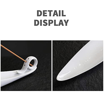 9" Length Incense Stick Holder with 3 Holes, White Porcelain Incense Tray Ash Cather for Spa, Meditation Room, Yoga, Home, Office (White) - color: White