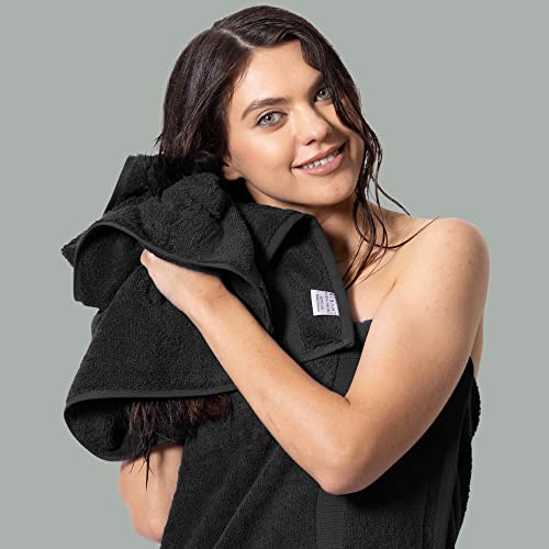 Chakir Turkish Linens | Hotel & Spa Quality 100% Cotton Premium Turkish Towels | Soft & Absorbent (6-Piece Hand Towels, Black) - color: Black