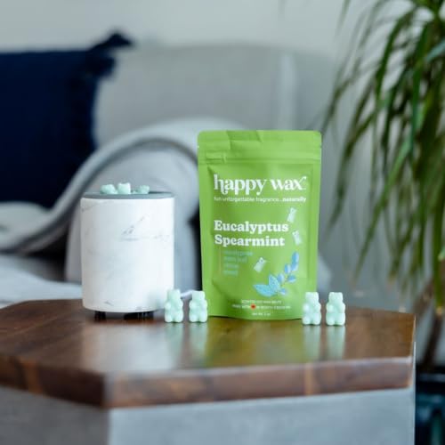 Happy Wax Marble Mini Mod Warmer for Scented Wax - Small Tabletop with Timer - Electric, Ceramic with Removable No Mess Silicone Dish - color: Marble