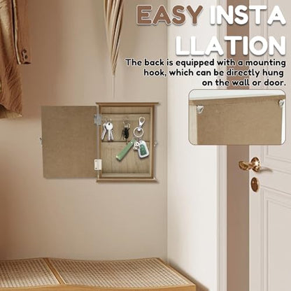 US Wooden Key Box Wall Mount Wooden Key Holder Decorative Wall Key Hanger with 6 Key Hooks Rustic Key Cabinet Key Organizer Entryway Key Holder for Wall Entryway Hallway (Style 2) - size: Style 2