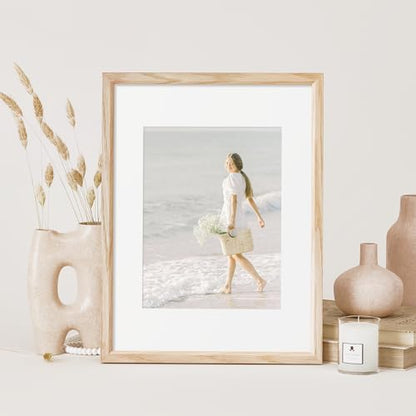 12x16 Picture Frame Set of 4 Natural Solid Oak Photo Frames with 8.5x11 Removable Mat Wall Hanging Large Handcrafted Frame with HD Plexiglass Wall and Tabletop Display Large Poster Frame - color: Oak, size: 12X16,4P