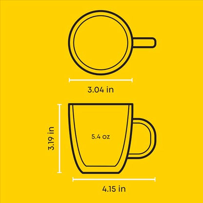 JoyJolt Savor Double Wall Insulated Glasses Espresso Mugs (Set of 2) - 5.4-Ounces - style: Espresso cups