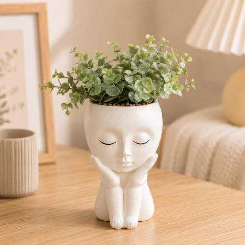 Cute Face Planter for Home Decor, Unique Flower Pot Gift for Mom | Mini Decorative Vase for Succulents or Faux Flowers, Ideal for Mother’s Day Gifts, No Drainage Hole