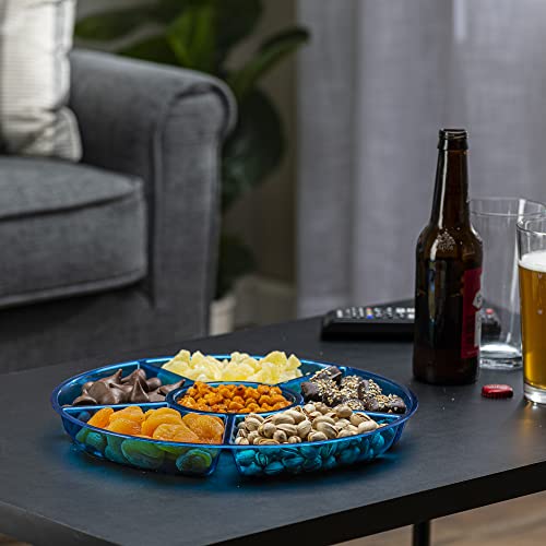 Plasticpro 6 Sectional Round Plastic Serving Tray/Platter (4, Blue) - color: Blue