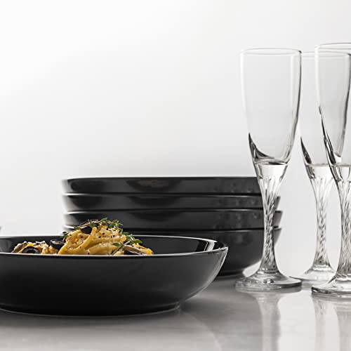 Y YHY Pasta Bowls 30oz, Large Salad Serving Bowls, Shallow Soup Bowls, Porcelain Pasta Bowls Set of 6, Microwave Dishwasher Safe, Black - color: Black, size: 30 oz