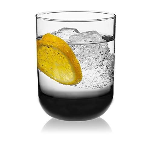 Libbey Polaris Tumbler and Rocks Glass Cups Set, Smoke Hue Mixed Drink Glasses with Straight Lines, Lead-Free, Drinkware Set of 16 for all Beverages - color: 04 - Polaris Smoke Hue