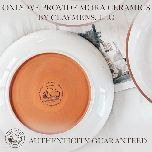 Mora Ceramic Large Pasta Bowls 30oz, Set of 4 - Serving, Salad, Dinner, etc Plate/Wide Bowl - Microwave, Oven, Dishwasher Safe Kitchen Dinnerware - Modern Porcelain Stoneware Dishes, Vanilla White - color: Vanilla