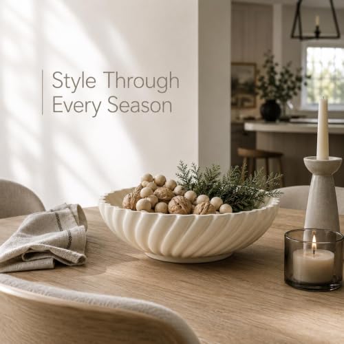 Ceramic Decorative Bowl, 10''×3'', Stylish Fruit Bowl for Kitchen Counter