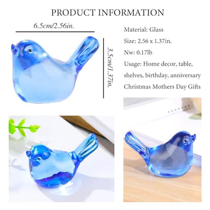 Crystal Blue Birds Figurines, Glass Bird Figurines Paperweights Birthday Christmas Crystal Birds Gifts for Bird Lover Women Mom, Bluebird of Happiness Glass Figurine (Blue) - color: Blue
