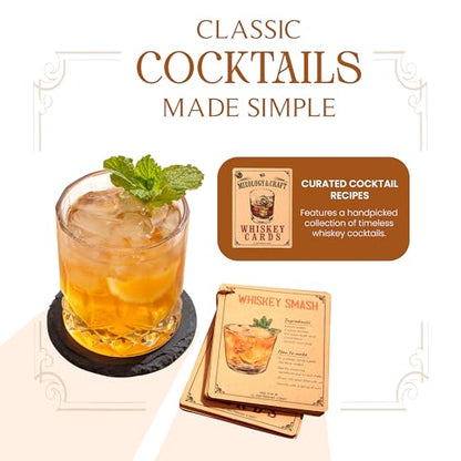 Mixology & Craft Whiskey Stones Gift Set – Includes Two 10oz Crystal Whiskey Glasses, 8 Granite Chilling Rocks, Slate Coasters, Metal Tongs, Cocktail Recipe Cards, Elegant Wooden Storage Box - size: Dark Latch Crate