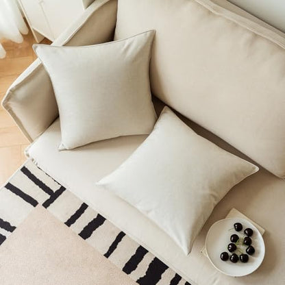 NiNi ALL Beige Outdoor Pillows Set of 2 Decorative Farmhouse Waterproof Throw Pillow Covers 18x18 Solid Cushion Cases for Garden Patio Tent Furniture Sofa Bed Home Decor | Faux Linen Decorative Solid Throw Pillow Covers Farmhouse for Garden Furniture Tent