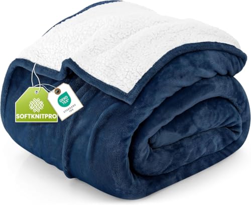 Utopia Bedding Sherpa Blanket Twin Size (Navy, 90x66 Inches) - Soft Lightweight Plush Fleece Reversible Winter Blanket for Bed, Sofa, Couch, Camping and Travel - color: Navy, size: Twin (90x66 Inch)