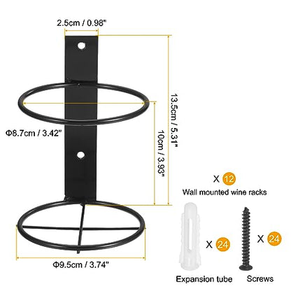 uxcell Spiral Wine Wall Holder 12 Pcs, Metal Wine Bottle Display Holder, Wine Bottles Display Wall Storage Shelf -for Kitchen Bar Wall Decor Black Upward - style: Upward Style