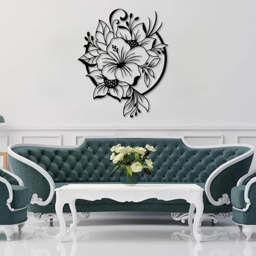 Trpiox Lily Flower Metal Wall Art,Metal Flowers Wall Decor,Lily Floral Sign,Flower Wall Decor for Bedroom Bathroom Living Room(Black,35" H x 29" W / 90x75cm) - color: Black, size: 35"H x 29"W / 90x75cm