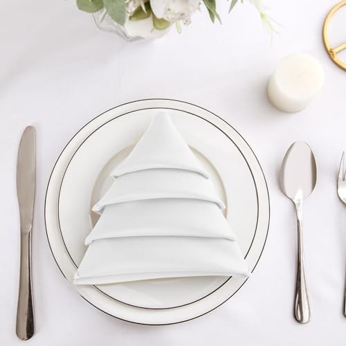 Bailarina Cloth Napkins Set of 80,17x17 inches Dinner Napkins Cloth Washable,Polyester Square Table Cloth Napkin Bulk with Hemmed Edges Ideal for Banquets, Parties and Weddings-White - color: White