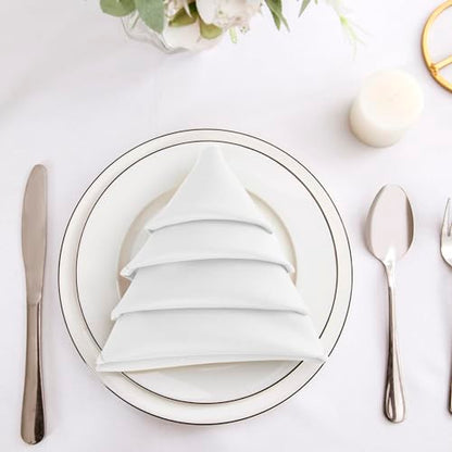 Bailarina Cloth Napkins Set of 80,17x17 inches Dinner Napkins Cloth Washable,Polyester Square Table Cloth Napkin Bulk with Hemmed Edges Ideal for Banquets, Parties and Weddings-White - color: White
