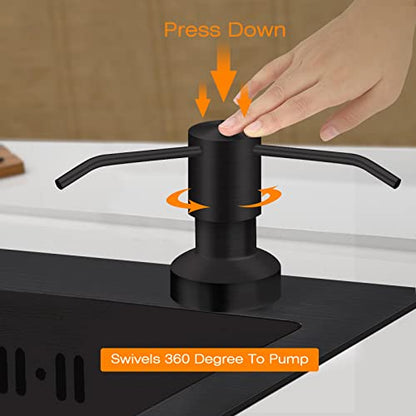 Sink Soap Dispenser for Kitchen Sink, Countertop Built in Sink Soap Dispenser with 47”Extension Tube kit, No Need to Fill The Little Bottle Again (Black) - color: Black