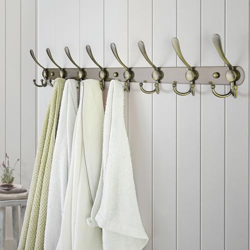 Coat Rack Wall Mount - 29.5” Long 8-Tri-Hooks Heavy Duty Coat Hanger Rail Wall Hooks for Hanging Coats Hats Clothing Clothes Purse Mudroom Entryway, Bronze - color: Bronze, size: L=29.5” (1 Pcs)