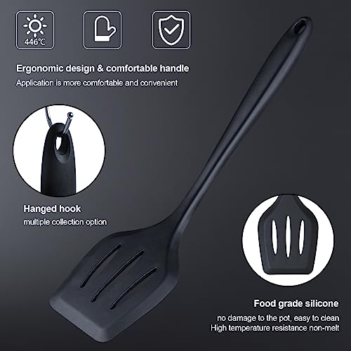 Kitchen Utensils Set,18-Piece Cooking Utensils and Knife Set,Black | Food-grade Silicone Heat-safe to 410°F, Detachable Stainless Steel Holder, 5 Kitchen Knives and Cutting Board All-in-one - color: Black