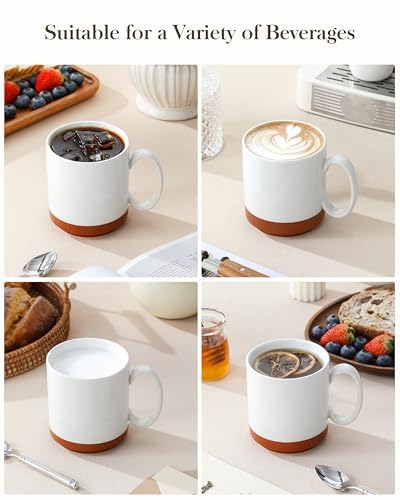 MALACASA 16oz Ceramic Coffee Mugs Set of 4, Stackable Coffee Cups with Straight-Sided Design, Mugs for Coffee, Latte, Tea, Hot Chocolate, Cappuccino and Cocoa, Microwave & Dishwasher Safe, Khaki White - color: Straight-Khaki White, size: 16 Oz