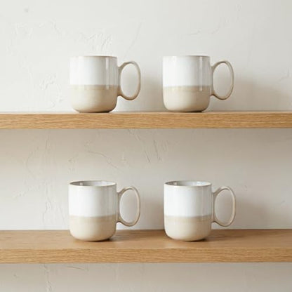 Bosmarlin Ceramic Coffee Mug Set of 4, 15 Oz, Coffee Cups with Big Handle, Microwave and Dishwasher Safe (White) - color: White