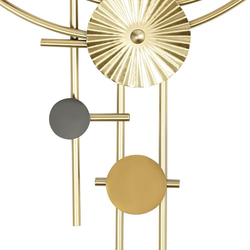 Metal Wall Clock Luxury Decorative Art Clock Modern Silent Wall Clock Battery Powered Round Wall Decor Clocks for Home Living Room Bedroom Kitchen Office Decoration, Gold