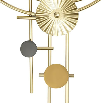 Metal Wall Clock Luxury Decorative Art Clock Modern Silent Wall Clock Battery Powered Round Wall Decor Clocks for Home Living Room Bedroom Kitchen Office Decoration, Gold
